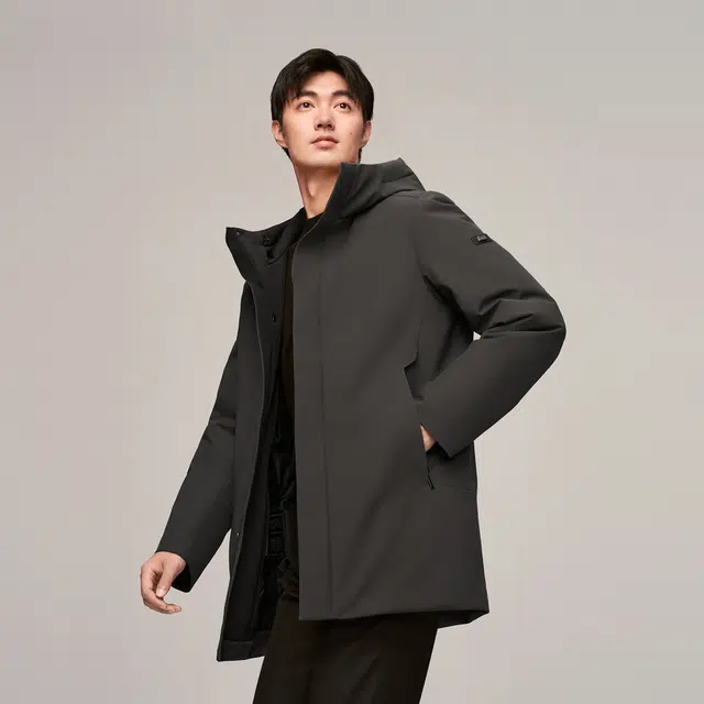 波司登 都市通勤系列 时尚都市纯色连帽羽绒服 男款