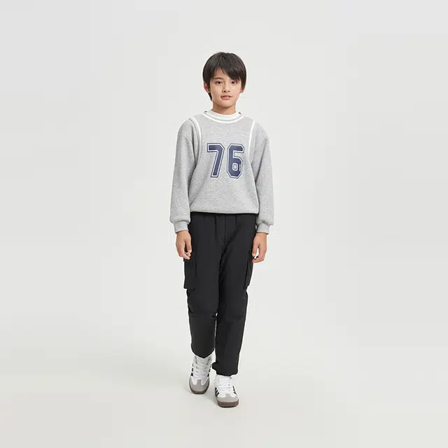 波司登长裤 舒适亲肤简约纯色百搭 黑色 儿童款
