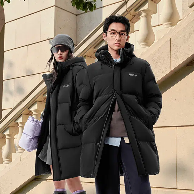 波司登 老钱风长款潮流百搭面包服宽松显瘦秋冬保暖美式高街体育生训练外套轻便连帽保暖抗寒羽绒服 男女同款
