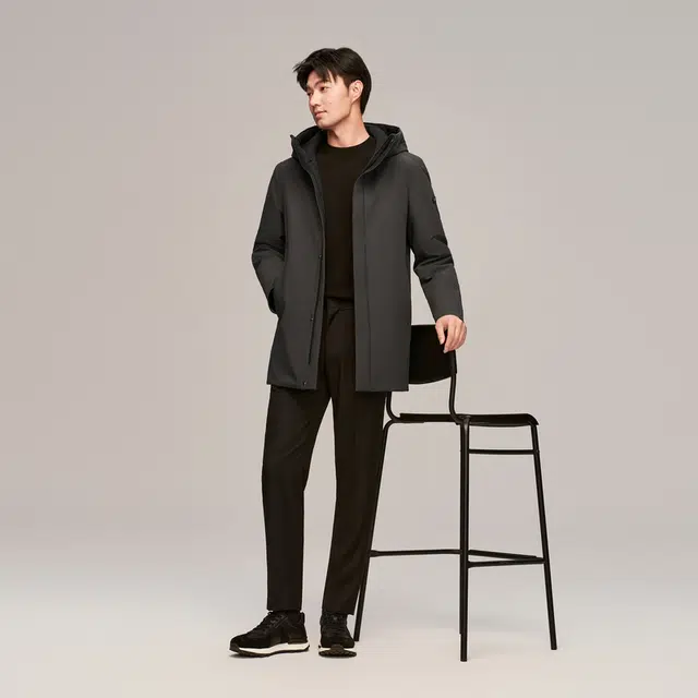 波司登 都市通勤系列 时尚都市纯色连帽羽绒服 男款