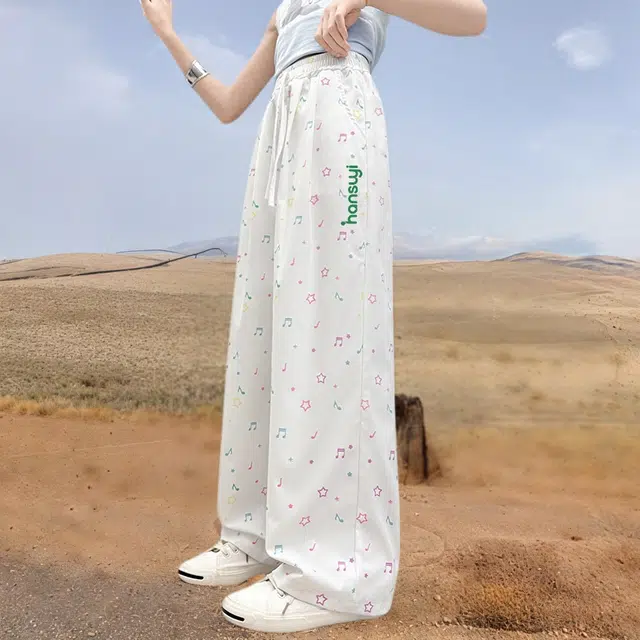 韩素伊长裤 女童裤子夏季薄款儿童休闲裤夏款阔腿裤透气夏装冰丝中大童潮 青少年
