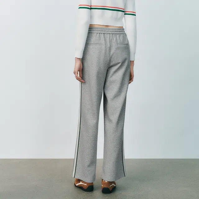 URBAN REVIVO Colorblock Casual Pants Light Grey