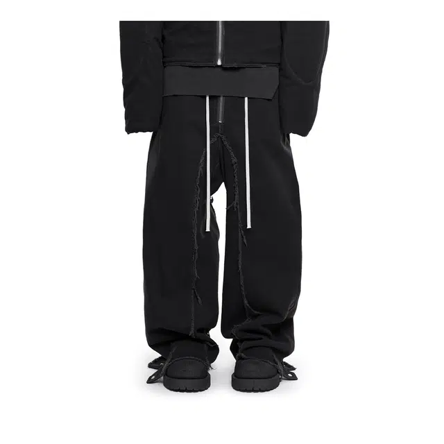 ARNODEFRANCE Washed Deconstructed Wide Leg Cargo Pants Black