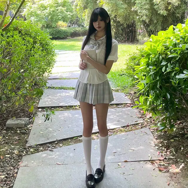 兔半眠 学院风简约百搭短袖优雅休闲舒适制服 女款