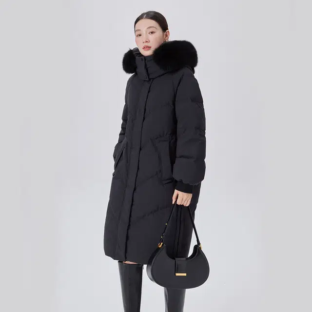 艾莱依 毛领轻奢高级连帽羽绒服 女款