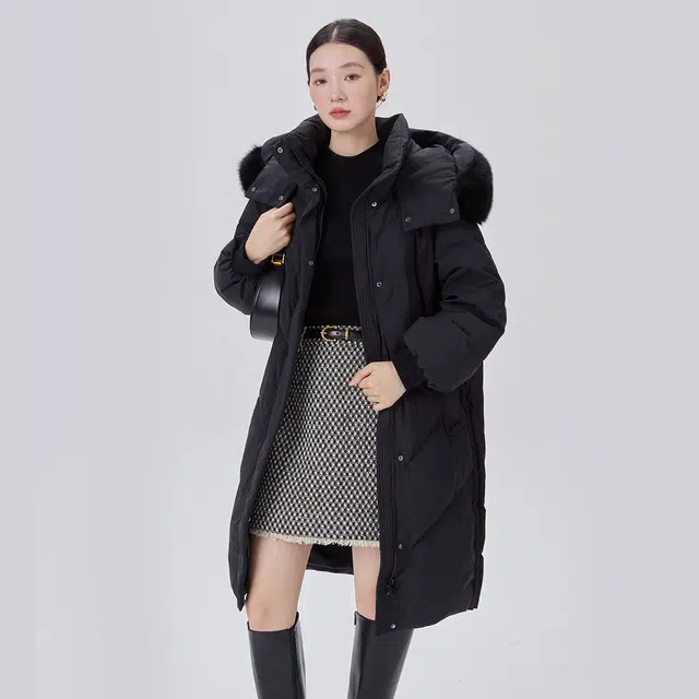 艾莱依 毛领轻奢高级连帽羽绒服 女款