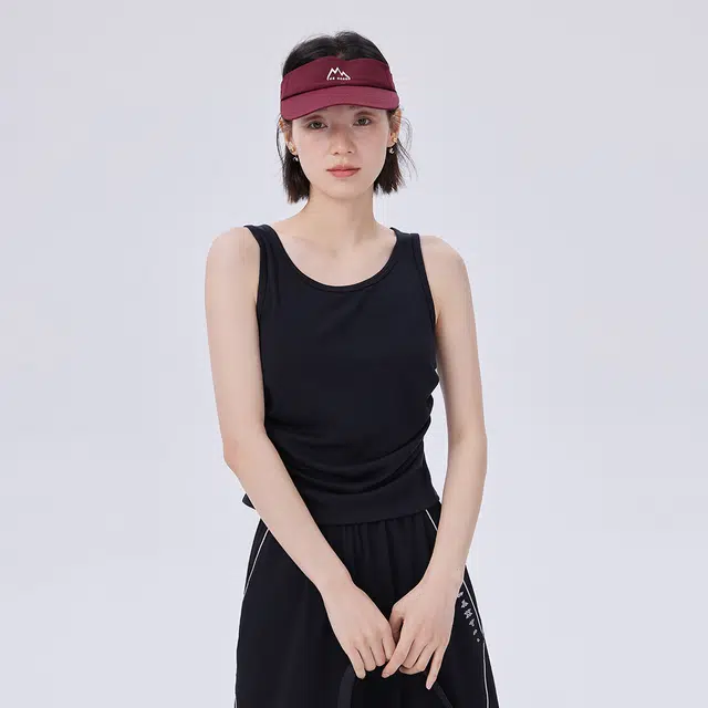 艾莱依 设计感抽褶圆领纯色背心 女款