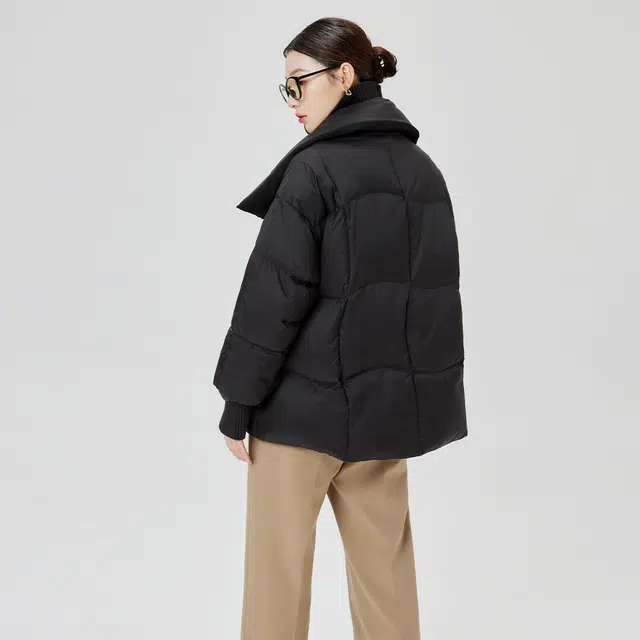 艾莱依 纯色假两件双层领羽绒服 女款