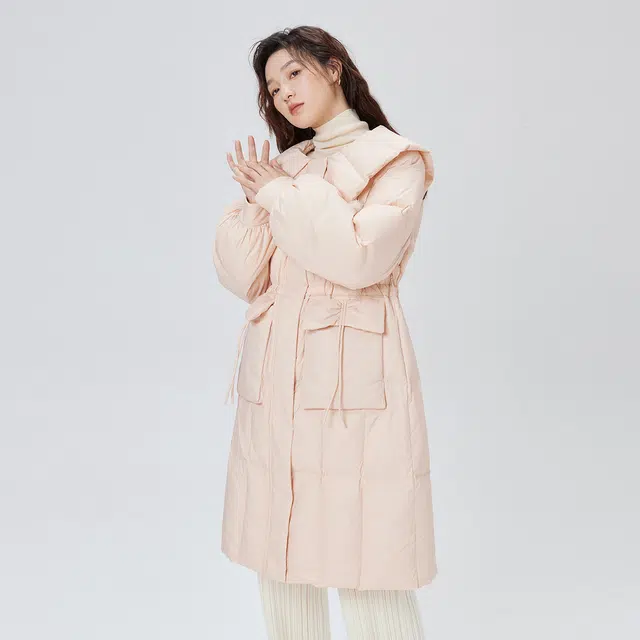 艾莱依 大翻领长款保暖甜美舒适长袖羽绒服 女款
