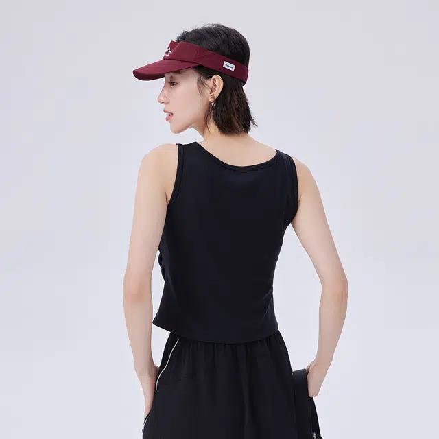 艾莱依 设计感抽褶圆领纯色背心 女款