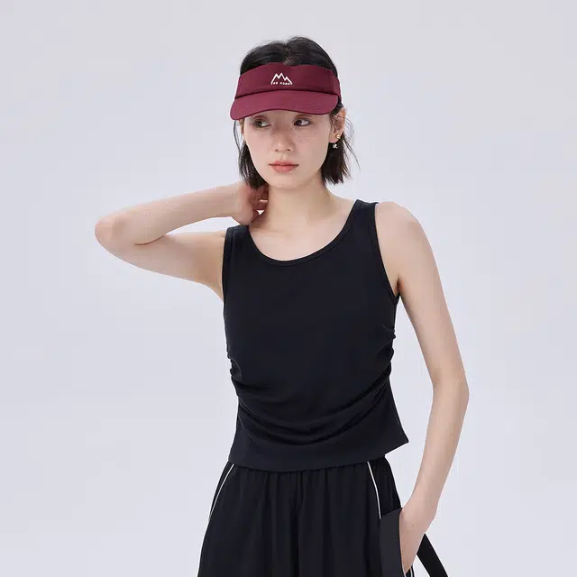 艾莱依 设计感抽褶圆领纯色背心 女款