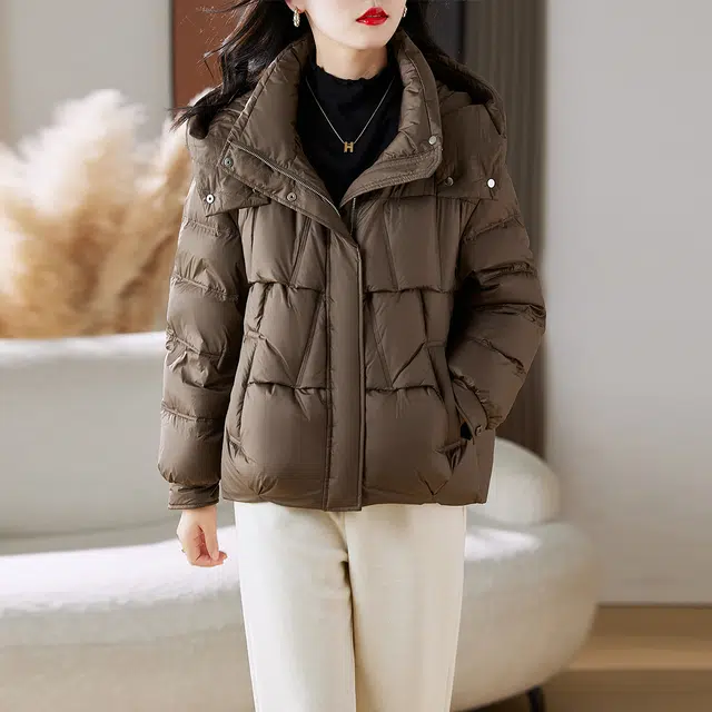 杭依阁 保暖纯色连帽休闲舒适时尚长袖羽绒服 女款