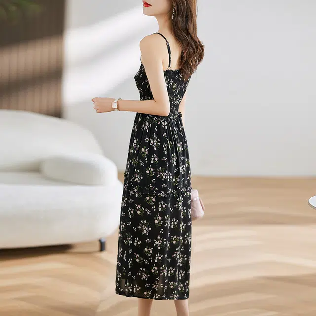 杭依阁 碎花收腰长款吊带连衣裙 女款 花色