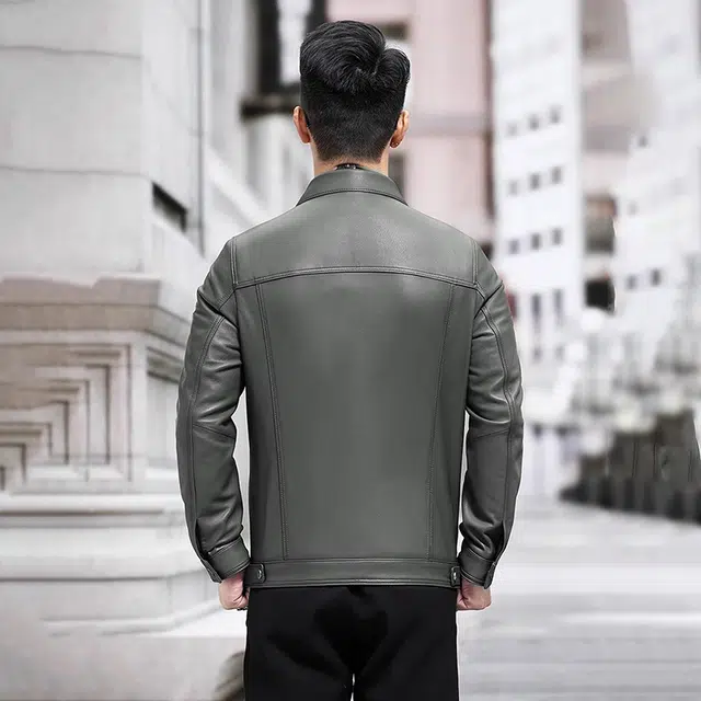 比利斯山羊 绵羊皮翻领休闲真皮皮衣 男女同款