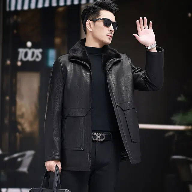 比利斯山羊 山羊皮水貂内胆真皮皮衣 男女同款