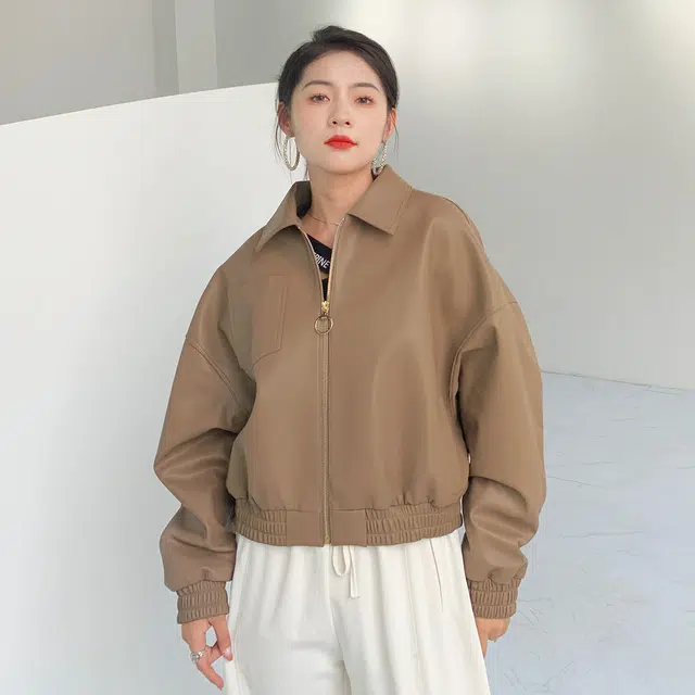 比利斯山羊 时尚休闲气质翻领甜美真皮皮衣 女款