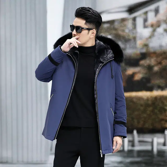 比利斯山羊 连帽水貂时尚休闲派克服外套 男女同款