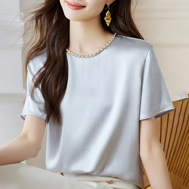 比利斯山羊 简约纯色休闲时尚大气短袖衬衫 女款