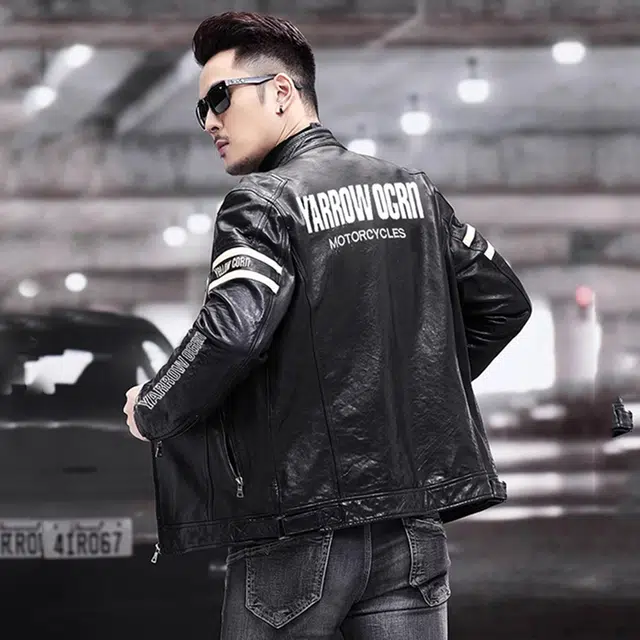 比利斯山羊 时尚小立领领牛皮真皮皮衣 男女同款