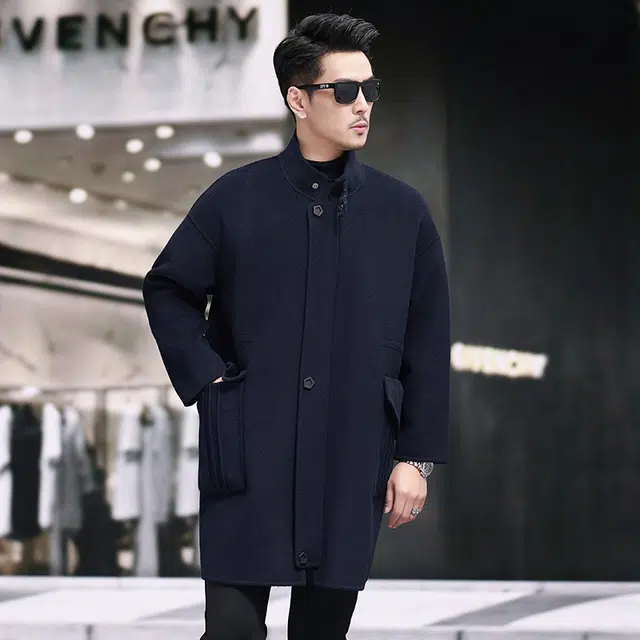 比利斯山羊 时尚小立领大口袋毛呢大衣外套 男女同款