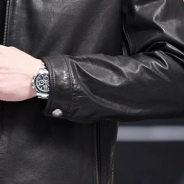 比利斯山羊 简约大气立领牛皮真皮皮衣 男女同款