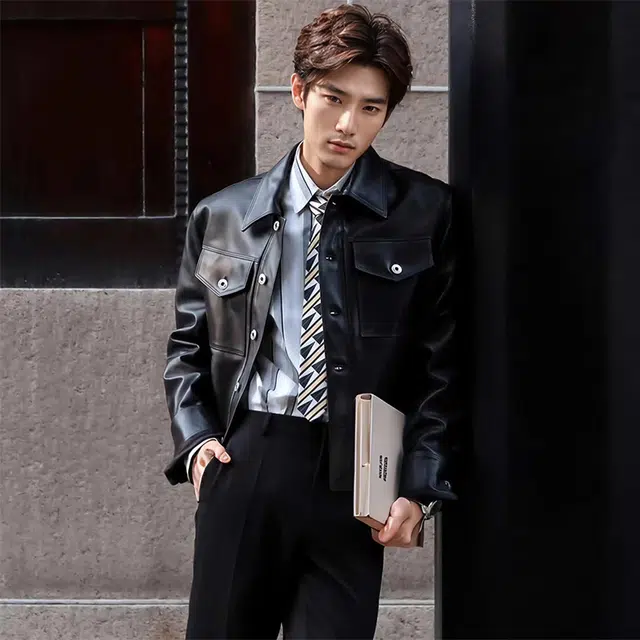 比利斯山羊 商务休闲时尚潮流大气羊皮真皮皮衣 男女同款