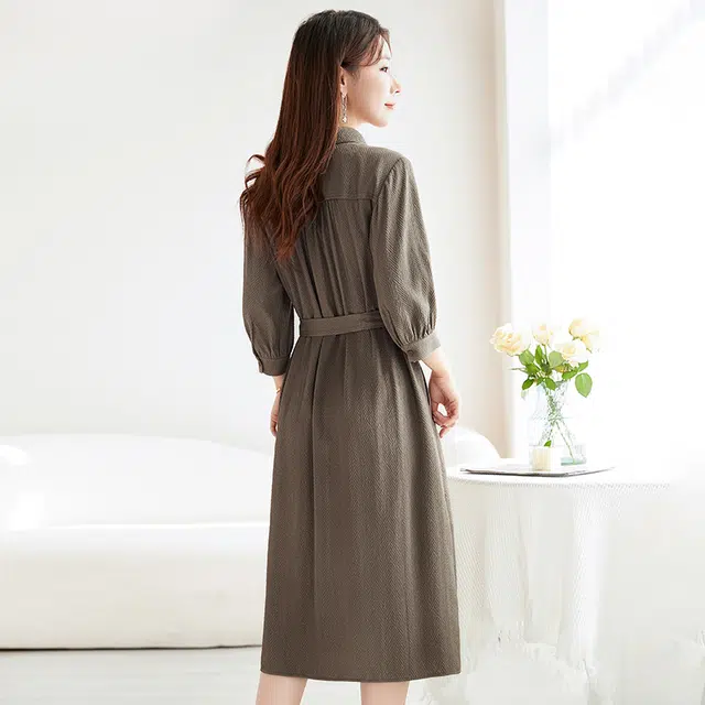 比利斯山羊 桑蚕丝简约轻奢气质优雅长袖连衣裙 女款