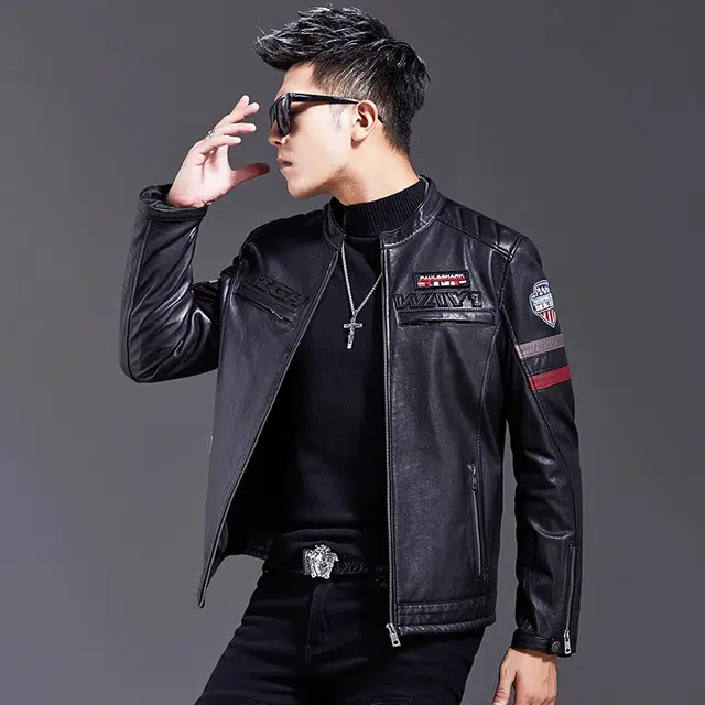 比利斯山羊 立领时尚休闲简约真皮皮衣 男女同款
