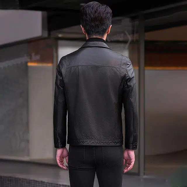比利斯山羊 时尚翻领油蜡牛皮真皮皮衣 男女同款