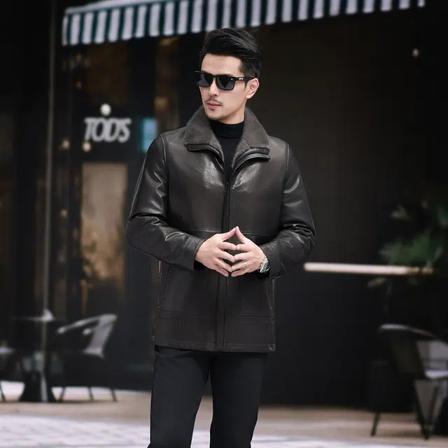 比利斯山羊 水貂领山羊皮湖羊毛内胆真皮皮衣 男女同款