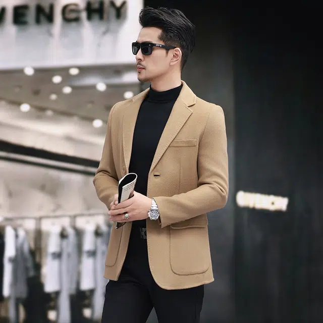 比利斯山羊 纯色西装领舒适百搭长袖大衣 男女同款