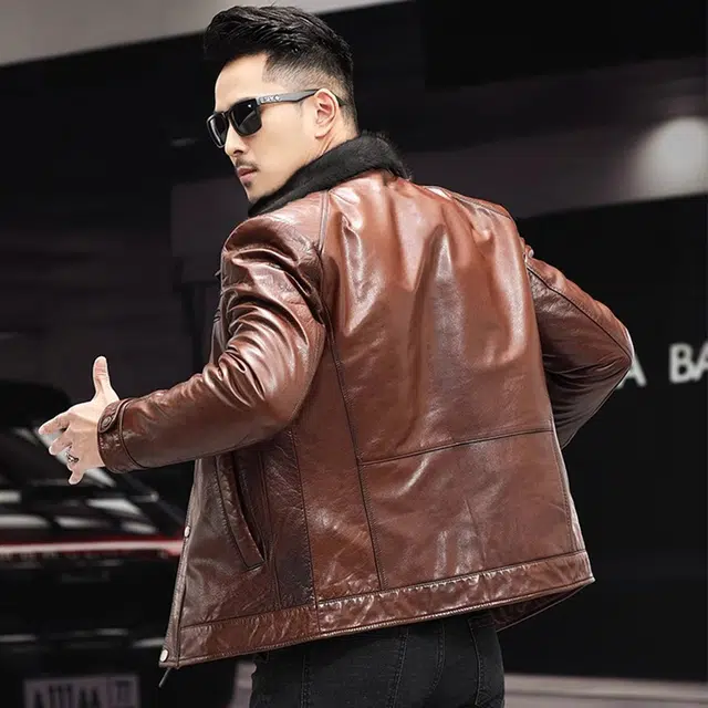比利斯山羊 时尚山羊皮水貂内胆真皮皮衣 男女同款
