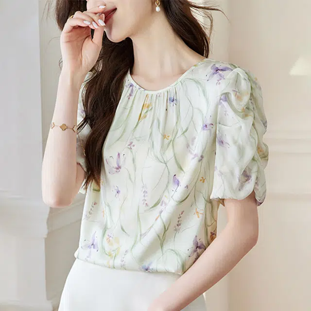 比利斯山羊 碎花小清新时尚休闲短袖衬衫 女款