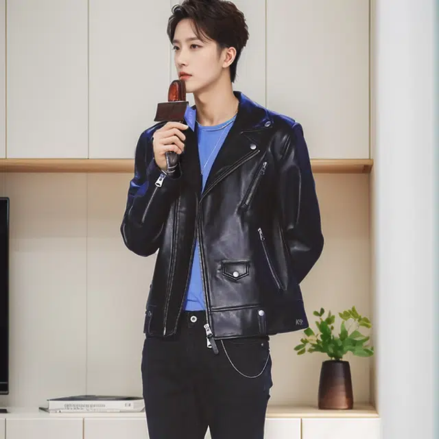 比利斯山羊 痞帅机车商务时尚帅气真皮皮衣 男女同款