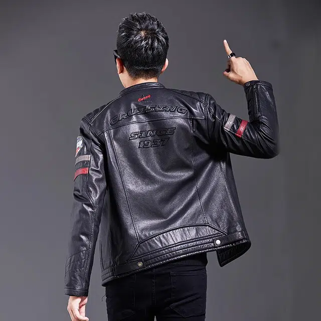 比利斯山羊 立领时尚休闲简约真皮皮衣 男女同款