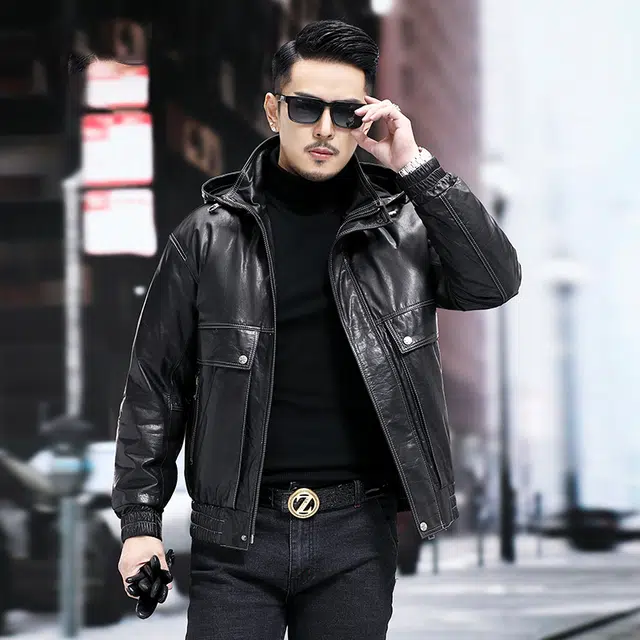 比利斯山羊 连帽休闲舒适纯色皮衣 男女同款