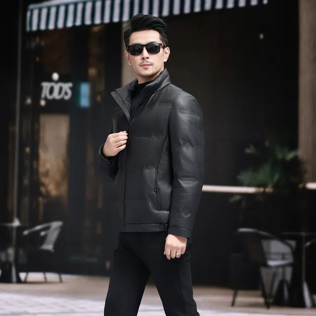 比利斯山羊 雅思特绵羊皮白鸭绒真皮皮衣 男女同款