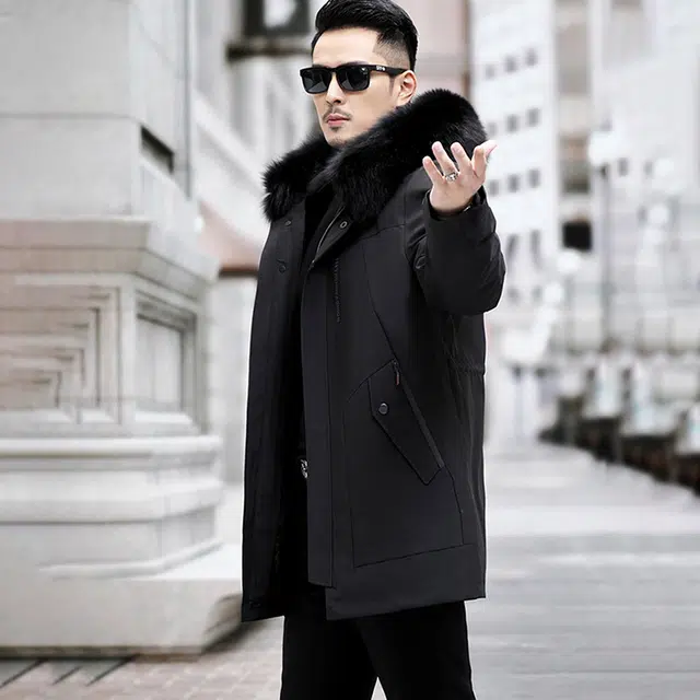 比利斯山羊 狐狸毛领兔毛内胆保暖派克服 男女同款