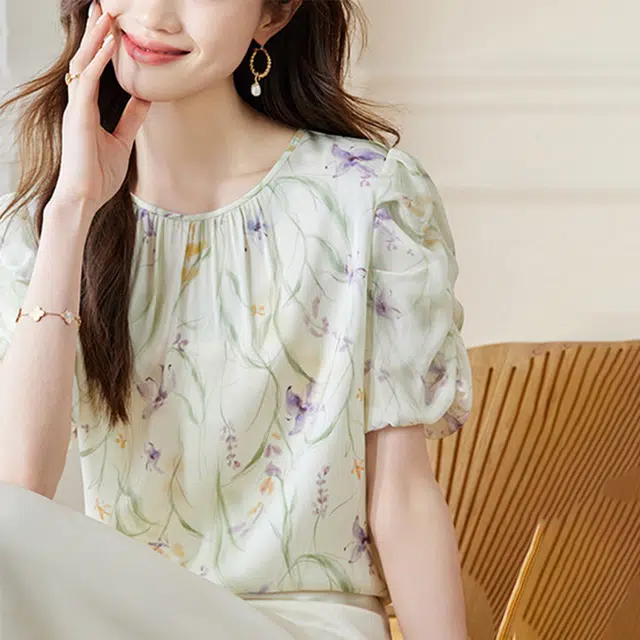 比利斯山羊 碎花小清新时尚休闲短袖衬衫 女款