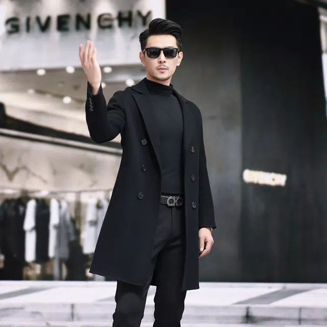 比利斯山羊 双排扣长款毛呢大衣外套 男女同款