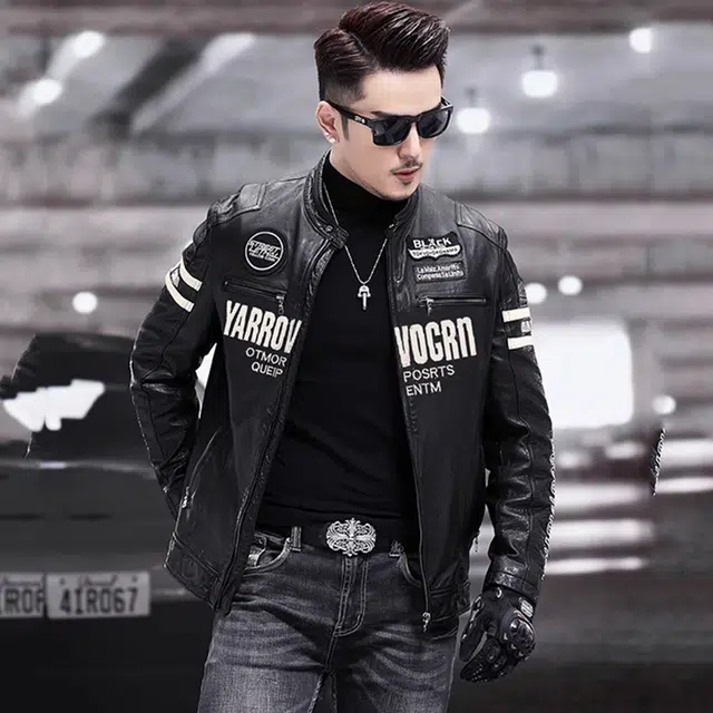 比利斯山羊 时尚小立领领牛皮真皮皮衣 男女同款