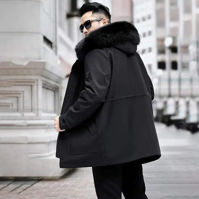 比利斯山羊 狐狸毛领兔毛内胆保暖派克服 男女同款