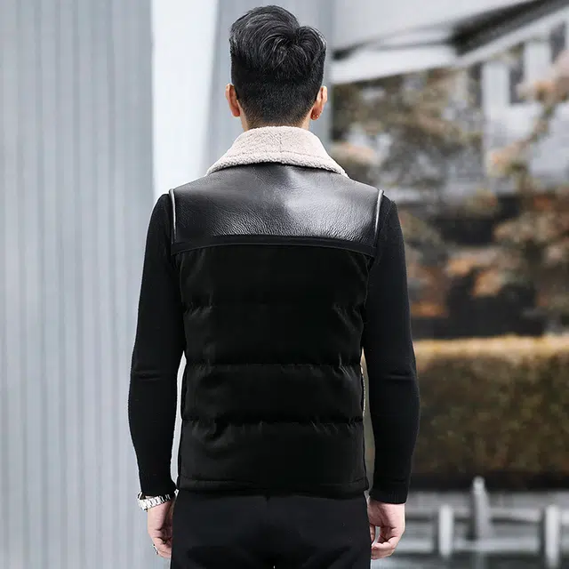 比利斯山羊 时尚鹅绒皮毛一体马甲外套 男女同款