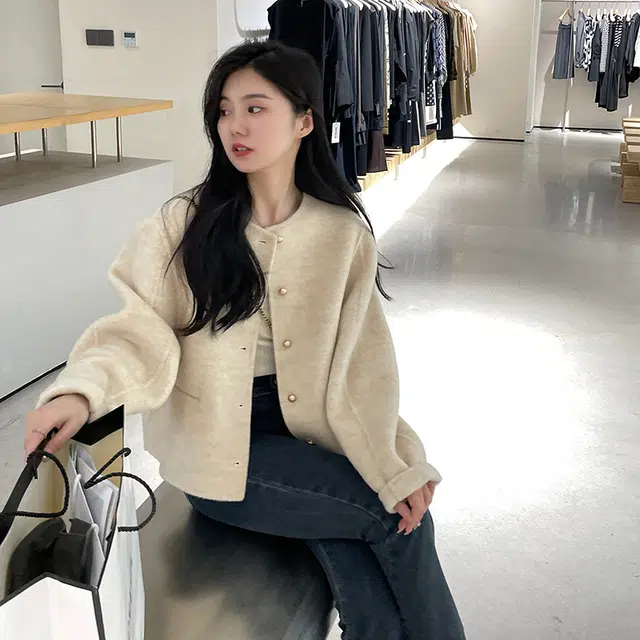 比利斯山羊 韩版时尚休闲澳洲羊毛大衣外套 女款