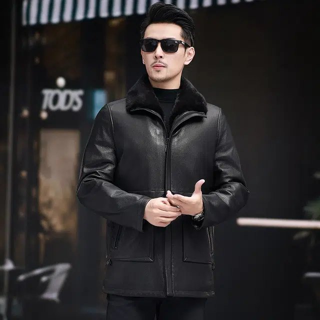 比利斯山羊 山羊皮水貂内胆真皮皮衣 男女同款