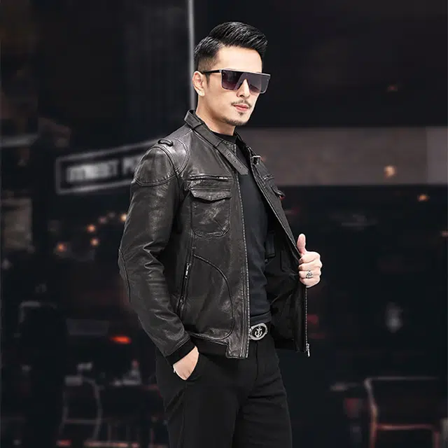 比利斯山羊 潮流商务休闲大气真皮皮衣 男女同款