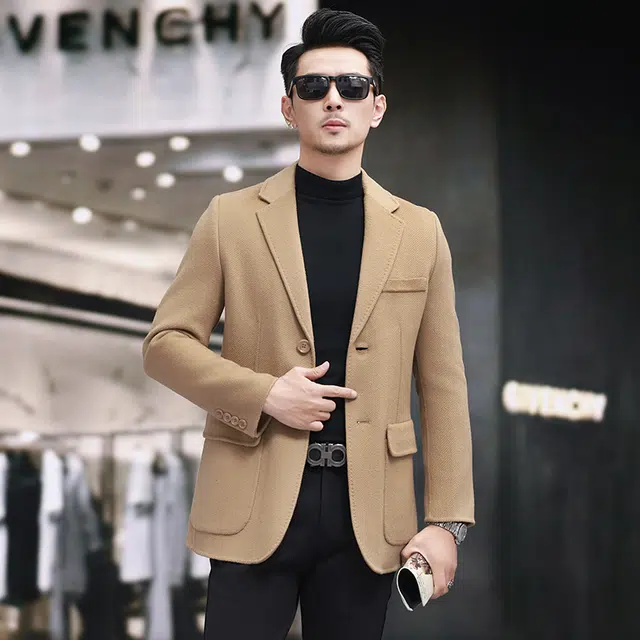 比利斯山羊 纯色西装领舒适百搭长袖大衣 男女同款