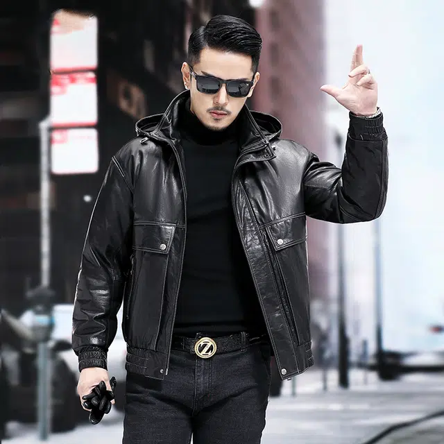 比利斯山羊 连帽休闲舒适纯色皮衣 男女同款