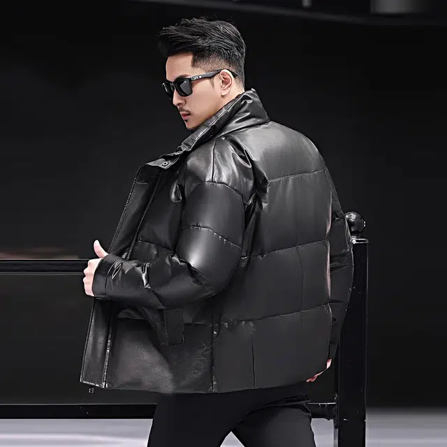 比利斯山羊 立领山羊皮白鹅绒真皮皮衣 男女同款