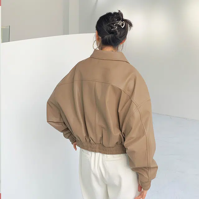 比利斯山羊 时尚休闲气质翻领甜美真皮皮衣 女款